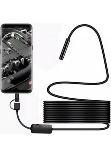 Endoskop Yılan Video Kamera Led’li 10 Metre 7 mm Sert Kablo