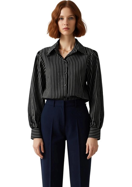 Kadınların Günlük Dokunuş Katacak Oversize Çizgili Dokuma Gömlek Seçeneği Fonksiyonel Spor fırsatları