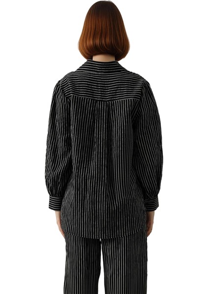 Kadınların Günlük Dokunuş Katacak Oversize Çizgili Dokuma Gömlek Seçeneği Fonksiyonel Spor indirimleri