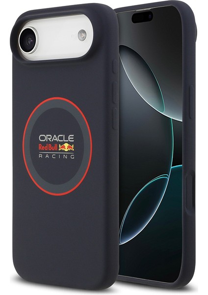 iPhone 17 Air Uyumlu Kılıf Redbull Lisanslı M-Safeli Kırmızı Halka ve Logo Silikon Kapak Lacivert