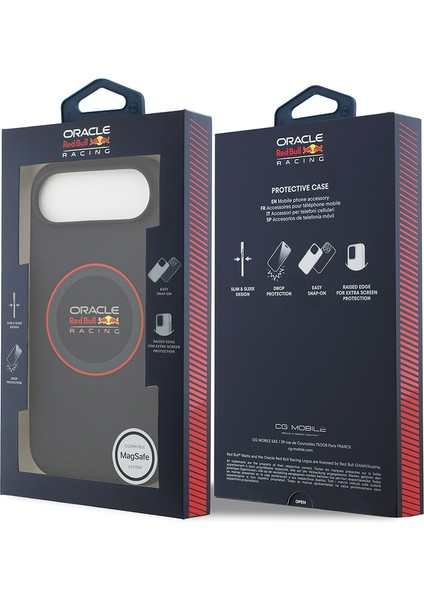 iPhone 17 Air Uyumlu Kılıf Redbull Lisanslı M-Safeli Kırmızı Halka ve Logo Silikon Kapak Lacivert