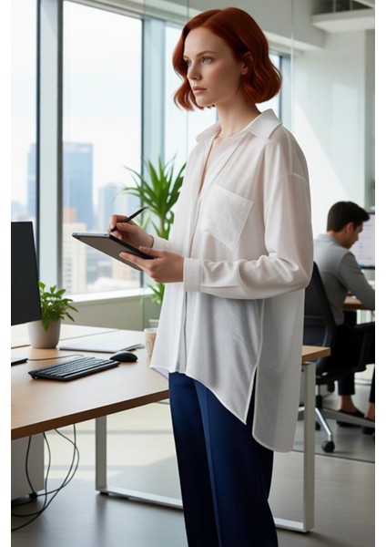 Kadın Düşük Kollu Dokulu Dokuma Gömlek Rahat Kesim Günlük Şıklık Sunan Bir Seçenek Estetik modelleri