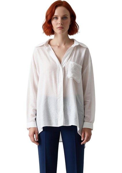 Kadın Düşük Kollu Dokulu Dokuma Gömlek Rahat Kesim Günlük Şıklık Sunan Bir Seçenek Estetik fırsatları