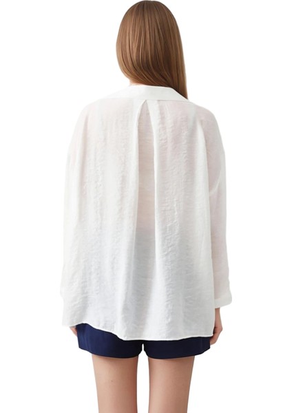 Kadın Düşük Kollu Dokulu Dokuma Gömlek Rahat Kesim Günlük Şıklık Sunan Bir Seçenek Estetik indirimleri