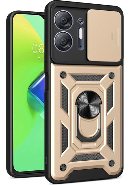 Infinix Hot 30 5g Kılıf Pars Lens Yüzüklü Silikon - Gold