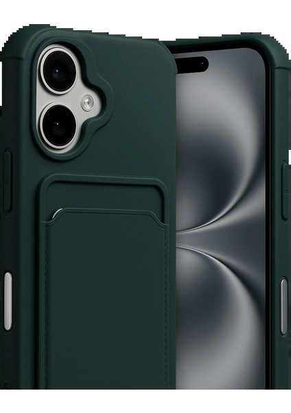 Apple iPhone 17 Kelvin Kartvizitli Silikon - Koyu Yeşil