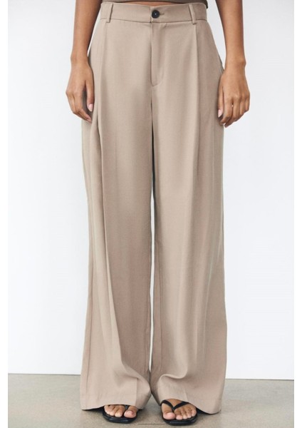 Kadın Zr Model Vizon Düğmeli Pantolon - 10777