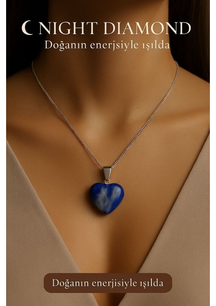 Kadın Kolye Lapis Doğal Taş Zincirli Kolye