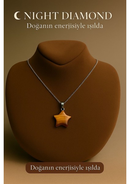 Kadın Kolye Kaplangözü Doğal Taş Zincirli Kolye