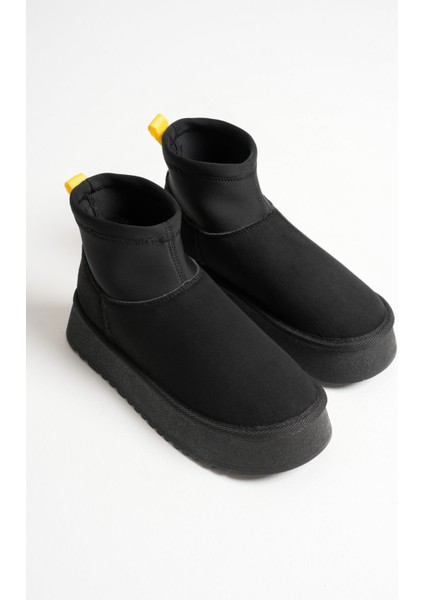 Nadia Premium Kadın Siyah Kışlık Içi Kürklü Kalın Taban Bot