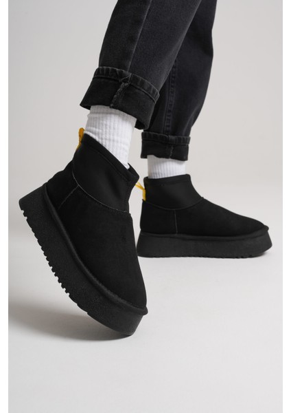 Nadia Premium Kadın Siyah Kışlık Içi Kürklü Kalın Taban Bot