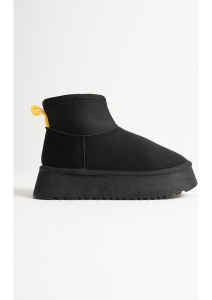 Nadia Premium Kadın Siyah Kışlık Içi Kürklü Kalın Taban Bot