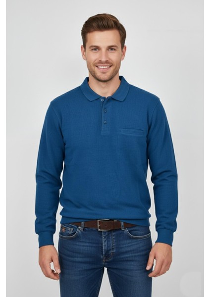 Erkek Polo Yaka Cepli Selanik Sweatshirt Regular Kalıp BGL-ST04872