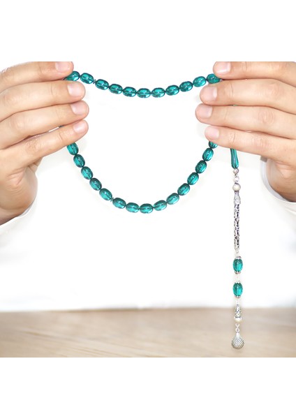 925 Ayar Gümüş Kral Zincir Püsküllü Sülün Imame Beyzi Kesim Turkuaz Katalin Tesbih modelleri