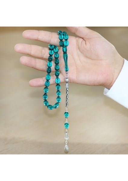 925 Ayar Gümüş Kral Zincir Püsküllü Sülün Imame Beyzi Kesim Turkuaz Katalin Tesbih fırsatları