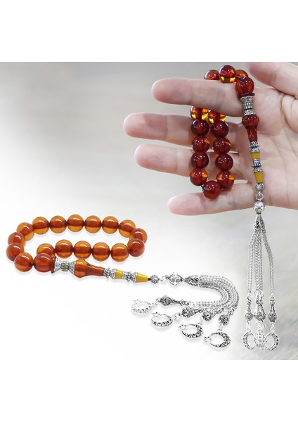 Kararmaz Metal Püsküllü Alpaka Nakkaş Imameli Kırmızı Sıkma Kehribar Efe Tesbih Küre Kesim fiyatları