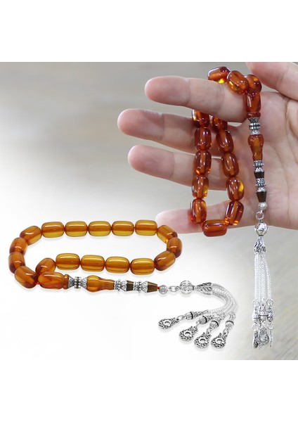 Kararmaz Metal Püsküllü Alpaka Nakkaş Imameli Sıkma Kehribar Efe Tesbih Bal Rengi Kapsül Kesim fiyatları