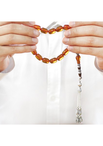 Kararmaz Metal Püsküllü Alpaka Nakkaş Imameli Sıkma Kehribar Efe Tesbih Bal Rengi Kapsül Kesim fırsatları