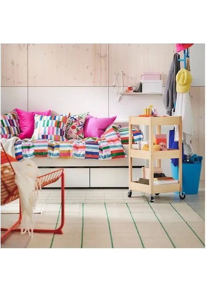 Rıdstıg Büyük Halı Kırık Beyaz Yeşil 133 x 195 cm Dikdörtgen Düz Dokuma