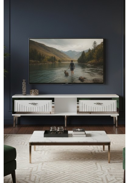 TSA1503BS - Tuna Tv Stand 150CM Beyaz-Gümüş fırsatları