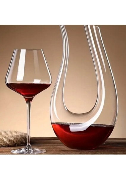 Şarap Sürahisi 1200ML Kaliteli Kristal Camdan Yapılmış U Şekli ve Keman Gibi Tasarımlı