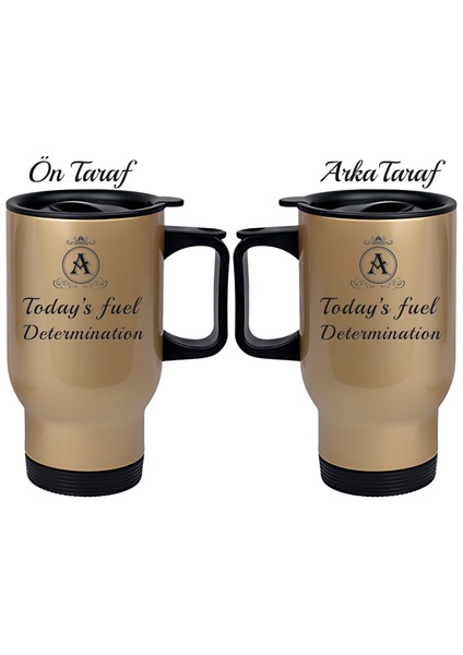 Kişiye Özel Kulplu Çelik Termos Bardak Harf Temalı