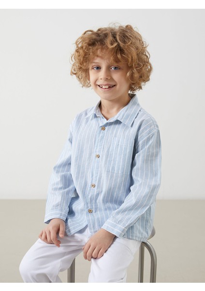 Yeni Sezon Uzun Kollu Çizgili Erkek Çocuk Gömlek