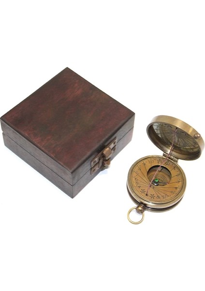 Ahşap Kutulu Pirinç Pusula KSK123 ( Lisinya )