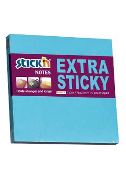 Hopax Stıckn Yapışkanlı Not Kağıdı ( 12 Adet) Extra 90 Yp 76X76 Neon Mavi 21673
