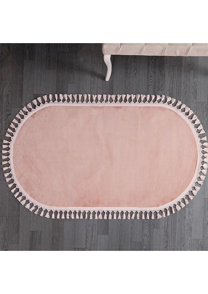 Cloudy Pembe Oval Saçaklı Peluş Yolluk Yumuşacık Yıkanabilir Kaymaz Taban Halı Salon Oturma Odası fiyatları