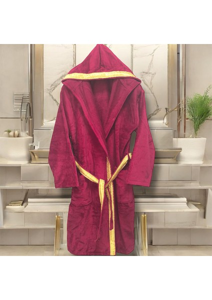 Bornoz Özel Tasarım Kadife Kapüşonlu %100 Pamuk Kutulu