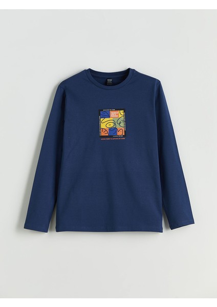 Yeni Sezon Bisiklet Yaka Baskılı Erkek Çocuk Tişört