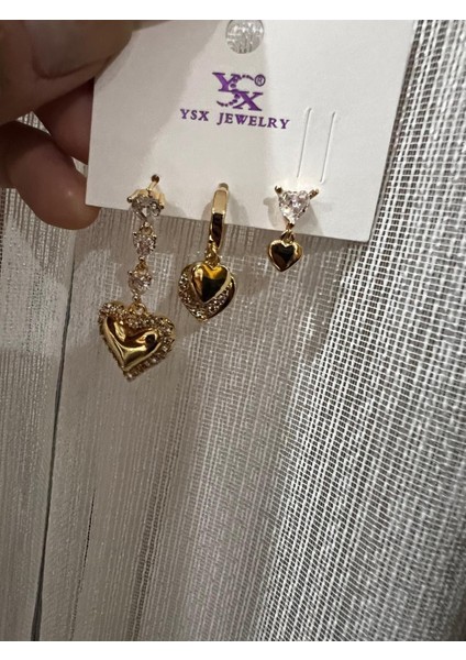 Çelik Altın Kaplama 3'lü Küpe indirimleri