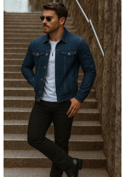 Erkek Mevsimlik Basic Günlük Trend Lacivert Kot Ceket fırsatları