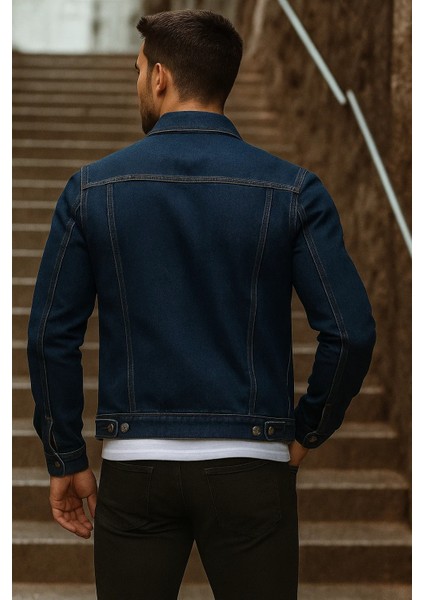 Erkek Mevsimlik Basic Günlük Trend Lacivert Kot Ceket