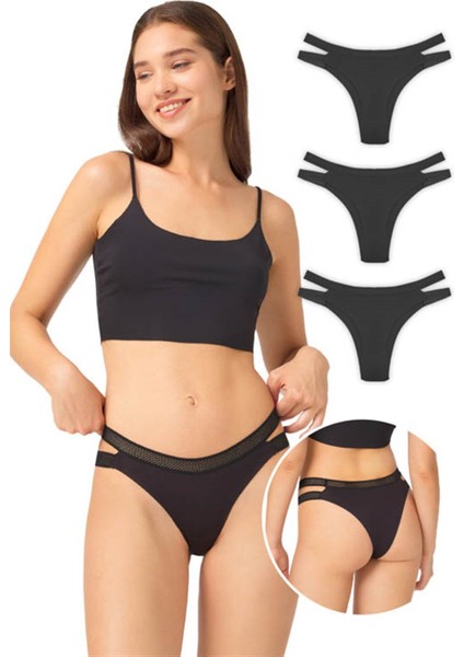 Dantel Detaylı Pamuklu Kadın Tanga Külot 6'lı Paket