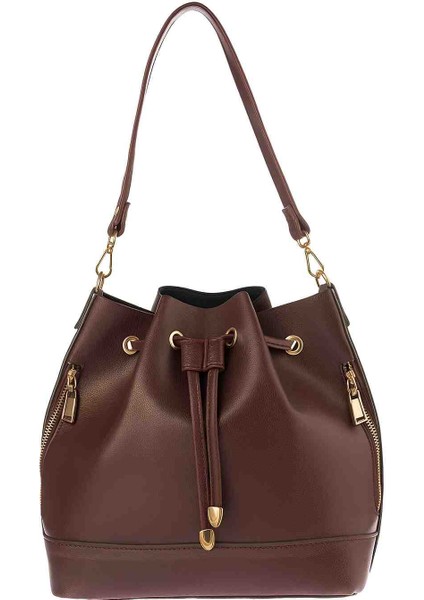 Bordo Kadın Büzgülü El ve Omuz Çantası