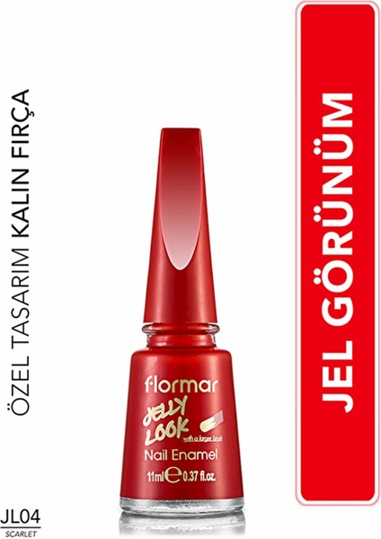 Look Yoğun Pigmentli ve Jel Görünümlü Oje JL04 Scarlet