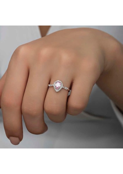 Hk Gümüş Kadın Yüzük Pembe Damla Taşlı |Gümüş Takı Hediyelik Ürünler fiyatları