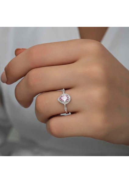 Hk Gümüş Kadın Yüzük Pembe Damla Taşlı |Gümüş Takı Hediyelik Ürünler modelleri