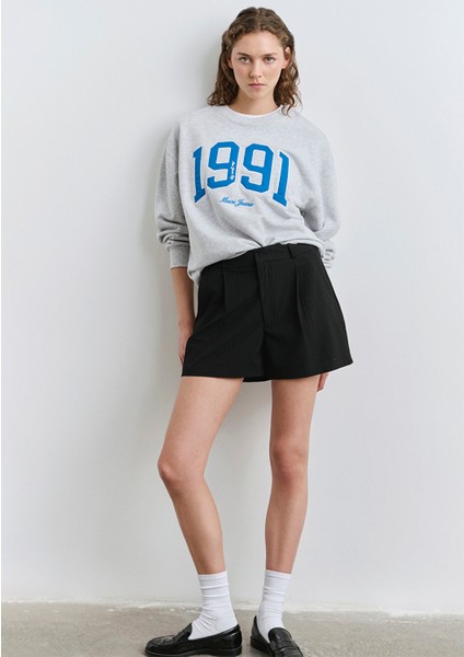 Çizgili Siyah Şort 1410217-85353