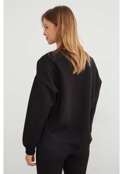 3 Iplik Kalp Nakışlı Oversize Sweatshirt fırsatları