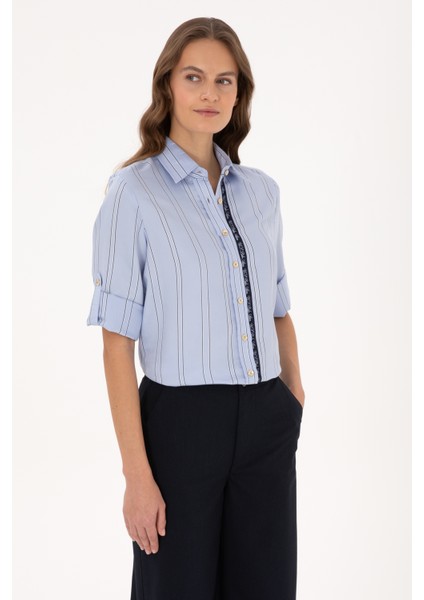 Kadın Açık Mavi Gömlek Desenli 50308645-VR003 modelleri