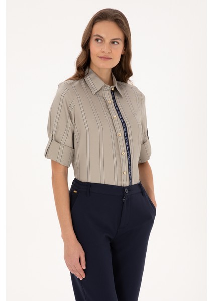 Kadın Açık Haki Gömlek Desenli 50308645-VR183 modelleri