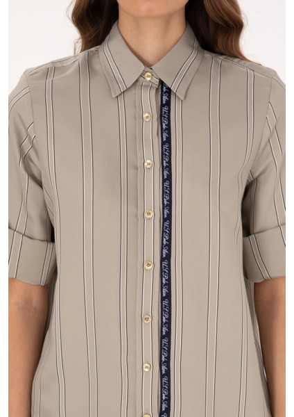 Kadın Açık Haki Gömlek Desenli 50308645-VR183