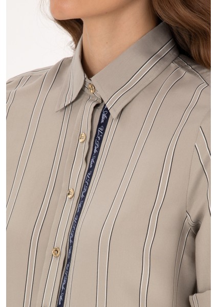 Kadın Açık Haki Gömlek Desenli 50308645-VR183