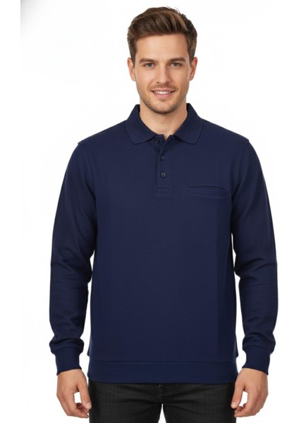 Erkek Polo Yaka Cepli Selanik Sweatshirt Regular Kalıp BGL-ST04872
