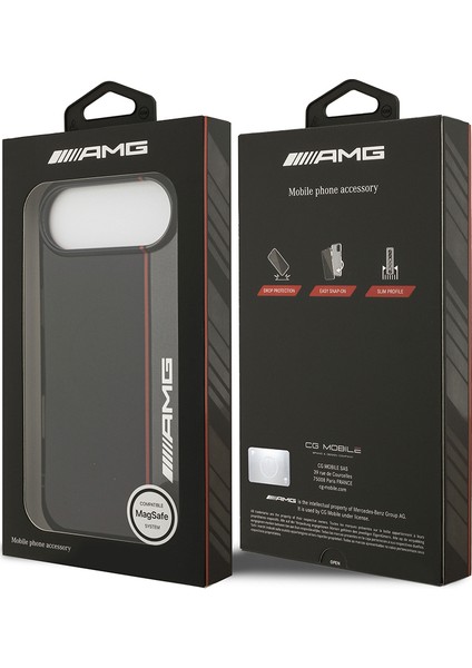 iPhone 17 Air Uyumlu Kılıf Amg Lisanslı M-Safeli Iml Baskı Logolu Çift Katman Bow Lines Kapak Siyah
