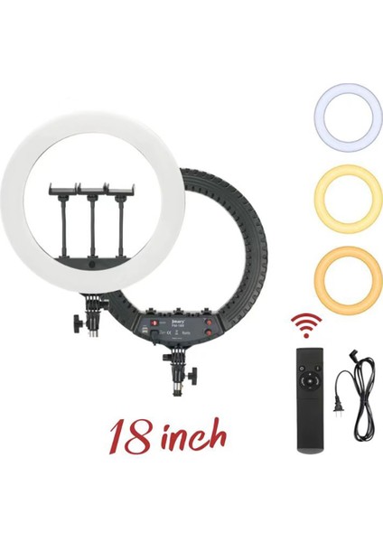 43CM Işıklı Telefon Tutucu Ring Light — 112 Led, 2900–6500K, Uzaktan Kumanda, USB Şarjlı