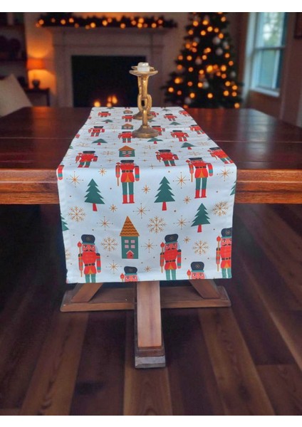 Yılbaşı Kurşun Asker Desenli Dijital Baskılı Runner